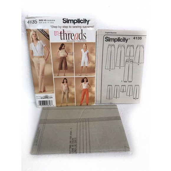 Simplicity 4135 Miss Petite Boot Cut Pants Gauchos Shorts Sewing Pattern 6-14 - Picture 4 of 5